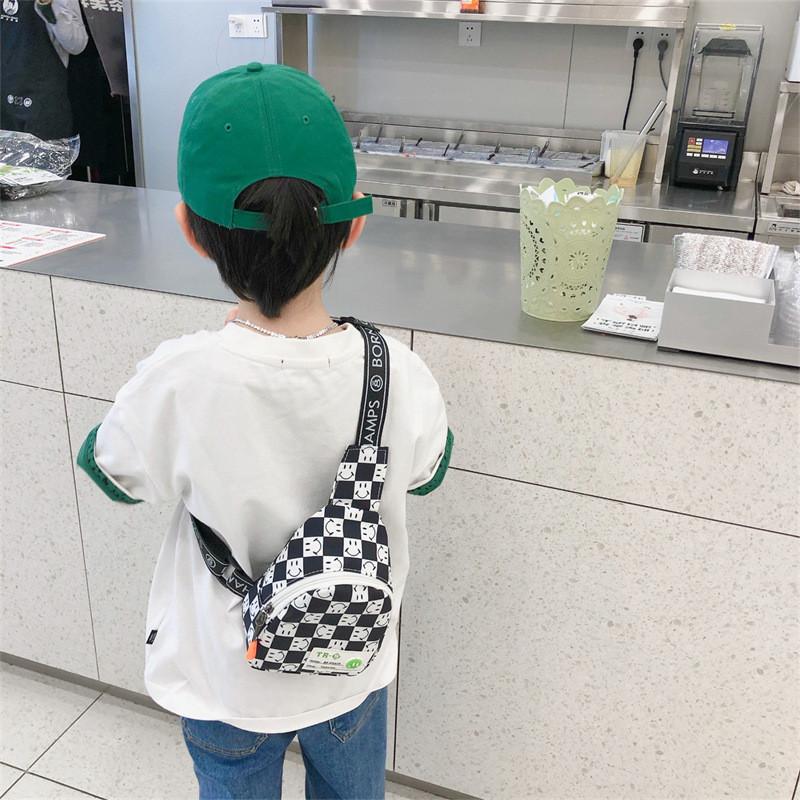 Stylish 2022 Kids Chest Bag For Boys With Trendy Checkerboard And Smile Design In Versatile Colors