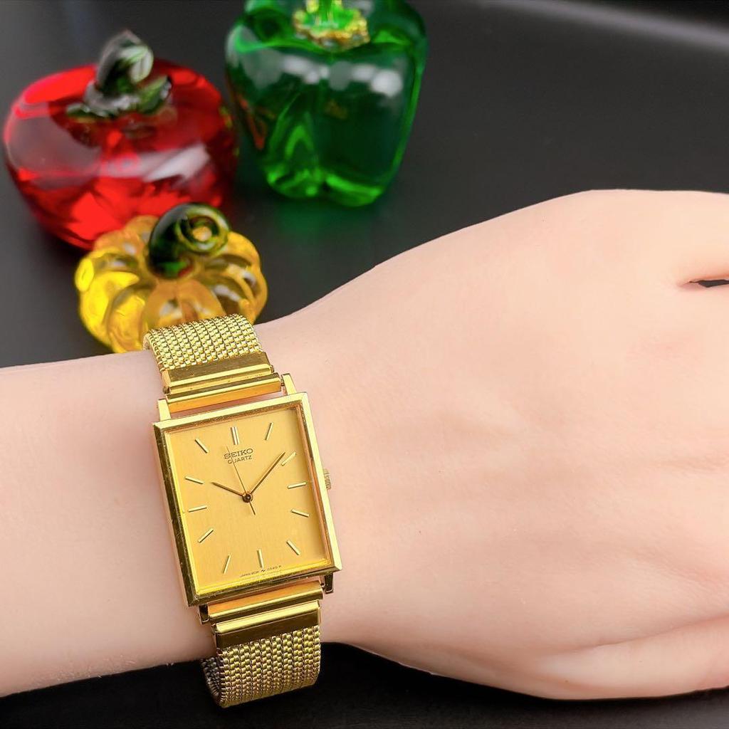 Used [Rare/Good Condition] Old Seiko Tank Square Gold Quartz Men's Watch
