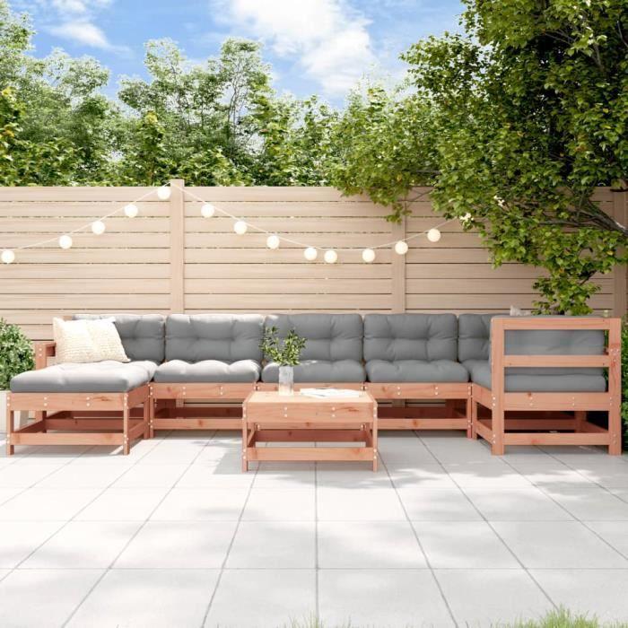 VidaXL Salon de jardin 8 pcs avec coussins bois massif douglas 3185890