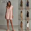 Fashion Summer Spring Solid Color Print Sleeveless V-Neck Casual Dresses