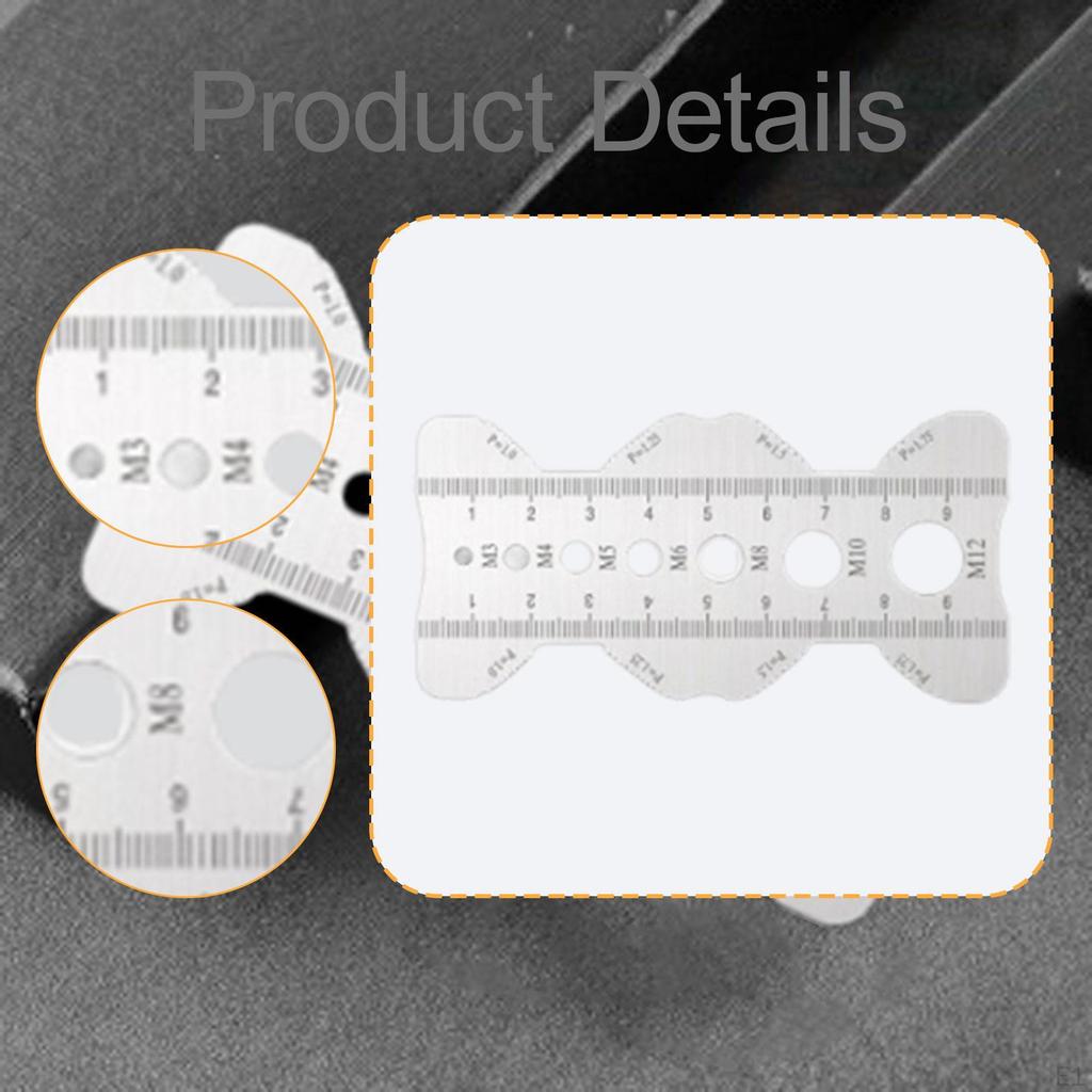 Screw Pitch Gauge Metric Thread Measuring Tool Size Chart Ruler Nut and Bolt Checker