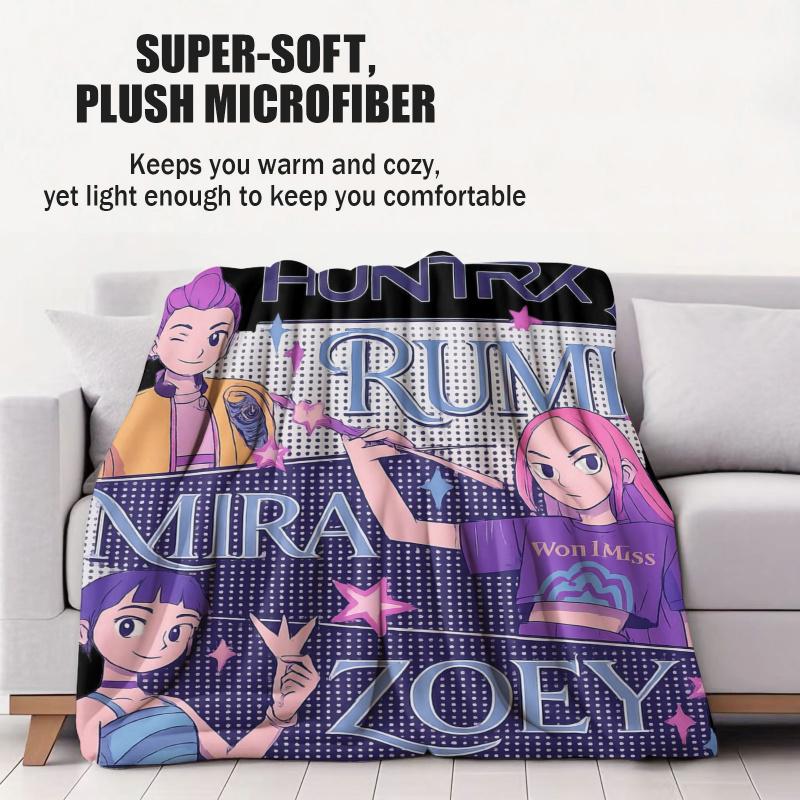 K-Pop Demon Huntrix Blanket Hot Anime Soft Warm Flannel Throw Travel Camping Sofa Bed Cover Living Room Decor Anime Fans Gift