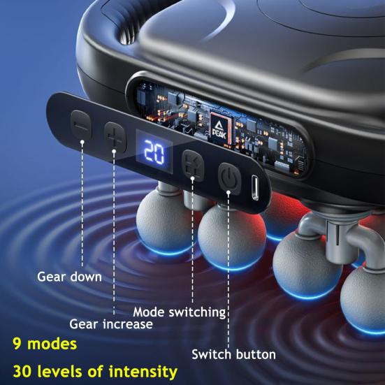 16-Head Electric Massager for Deep Tissue Relief 30 Levels Quiet Shoulder Massager Machine for Back
