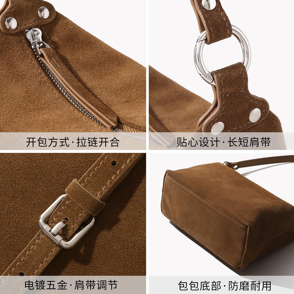 Geantă pernă retro premium din piele de vacă mată mercerizată înalt, capacitate mare, geantă de umăr din piele pentru navetă, geantă messenger de sub braț