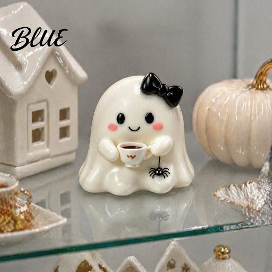 Reading Ghost Decoration Halloween Resin Figurine Creepy Witch Hat Statue Decor Pumpkin Ornament for Holiday Party