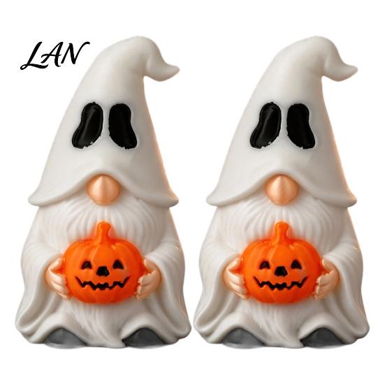 Tabletop Pumpkin Ornaments Halloween Ghost Gnome Figurine, Creative Desk Ornament, 3D Printed Desktop Figurine Mini Statue for Home Shelf Display,