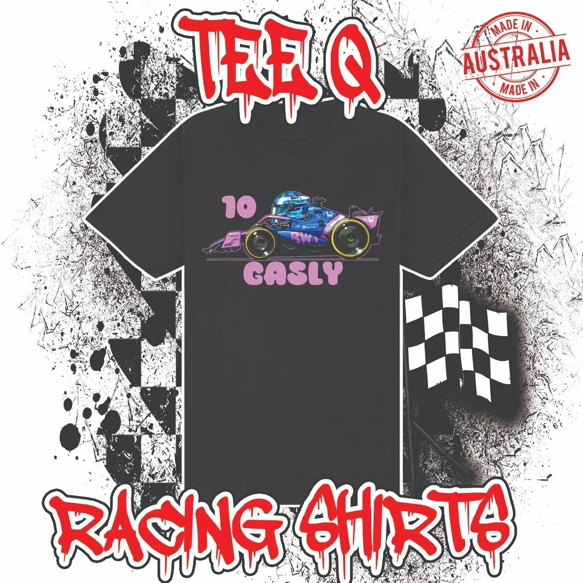 Men s and Women s T-shirts Pierre Gasly 10 Alpine Racing F1 Cartoon ~ Premium Black Gildan Cotton Tee S
