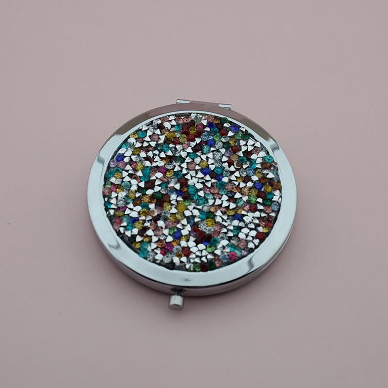 Miroir Compact Voyage Exquis Outils de Maquillage Rond Portable Pliant Miroir de Maquillage à Mettre dans la Poche Miroir Double Face