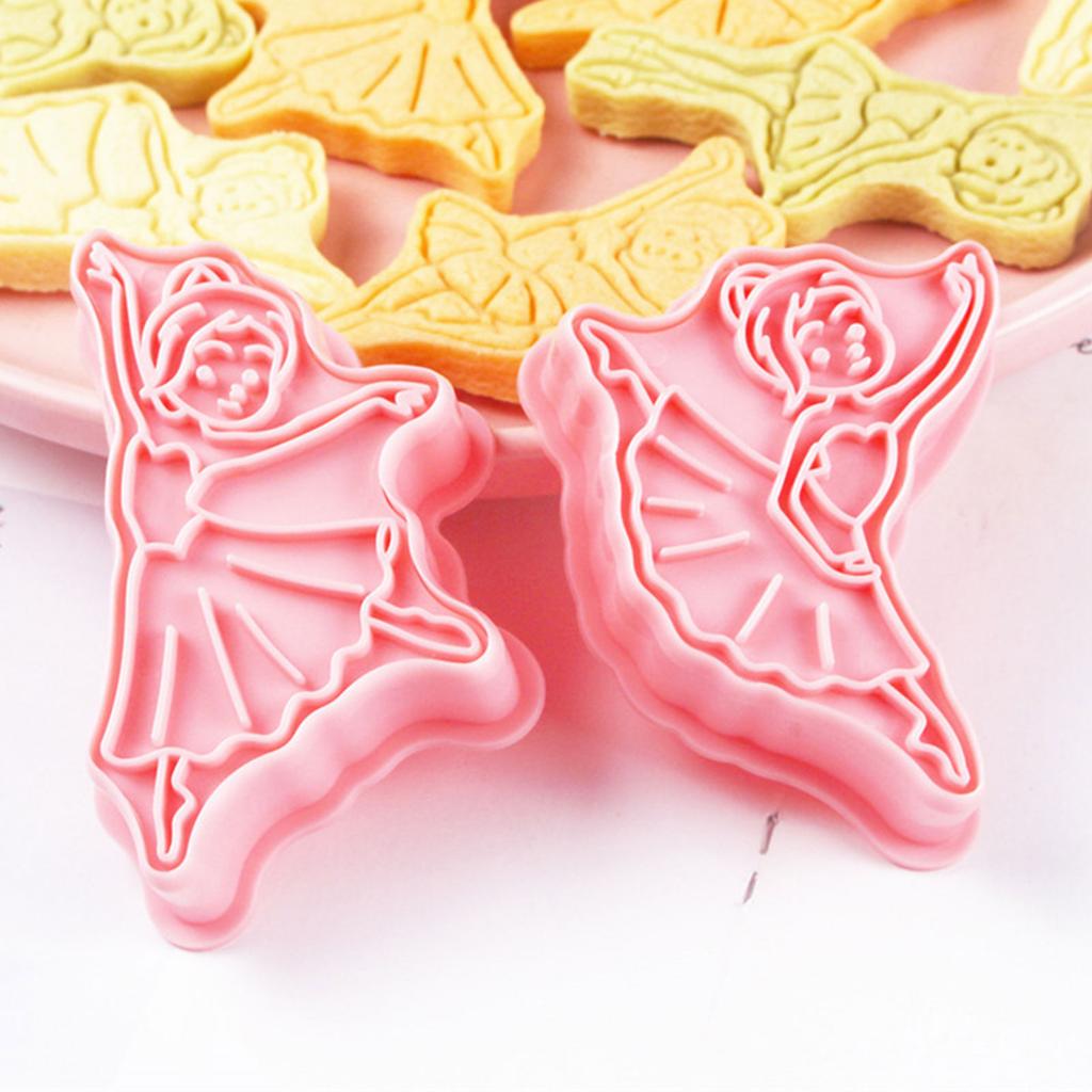 8Pcs Cartoon Ballet Girls Biscuits Mold Cookie Stamps Set Fondant Biscuits Pastry Cookie Cutters for DIY Cake Baking