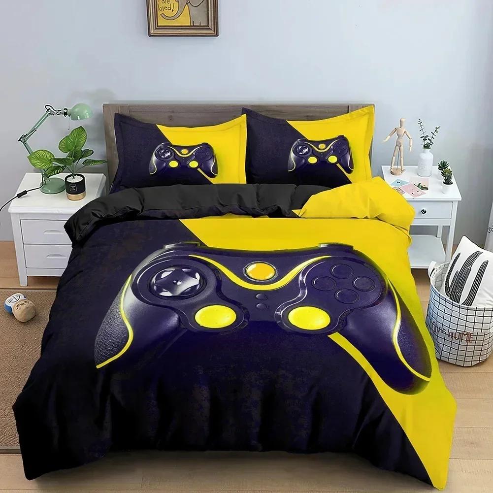 Top New Game Console Neon Contrast Color Handle Bedding Set Boys Girls Twin Queen Size Duvet Cover Pillowcase Bed For Kids Adult