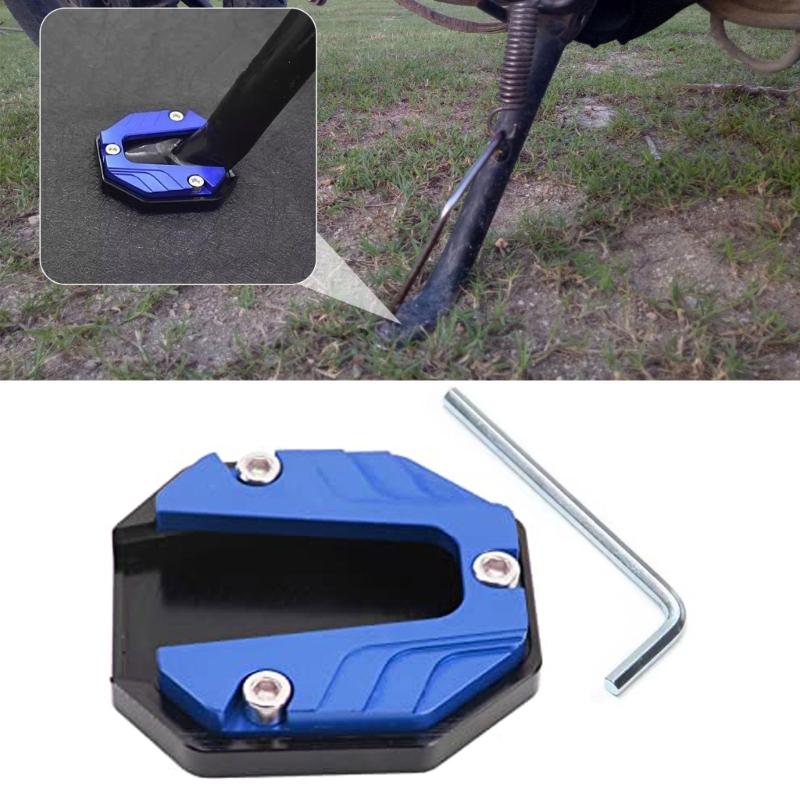 Bike Side Stand Pad for Outdoor Parking, Aluminum Support Plate with Textured Center for Grass