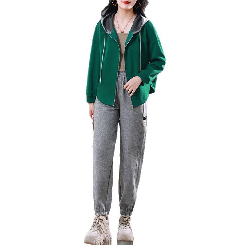 Women's Spring-Autumn 2025 Casual Sportswear: Fashionable, Age-Reducing Sweatshirt Two-Piece Set for Middle-Aged Moms