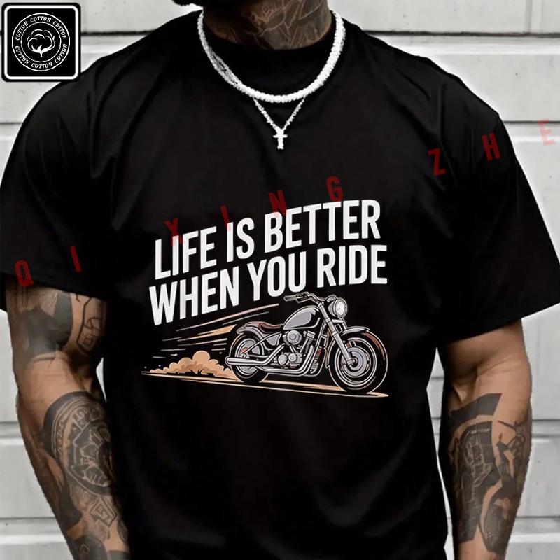 Men's And Women's T-shirt Summer Moto Cotton Tee Funny Motorcycle Biker Art Short-sleeved Sprin