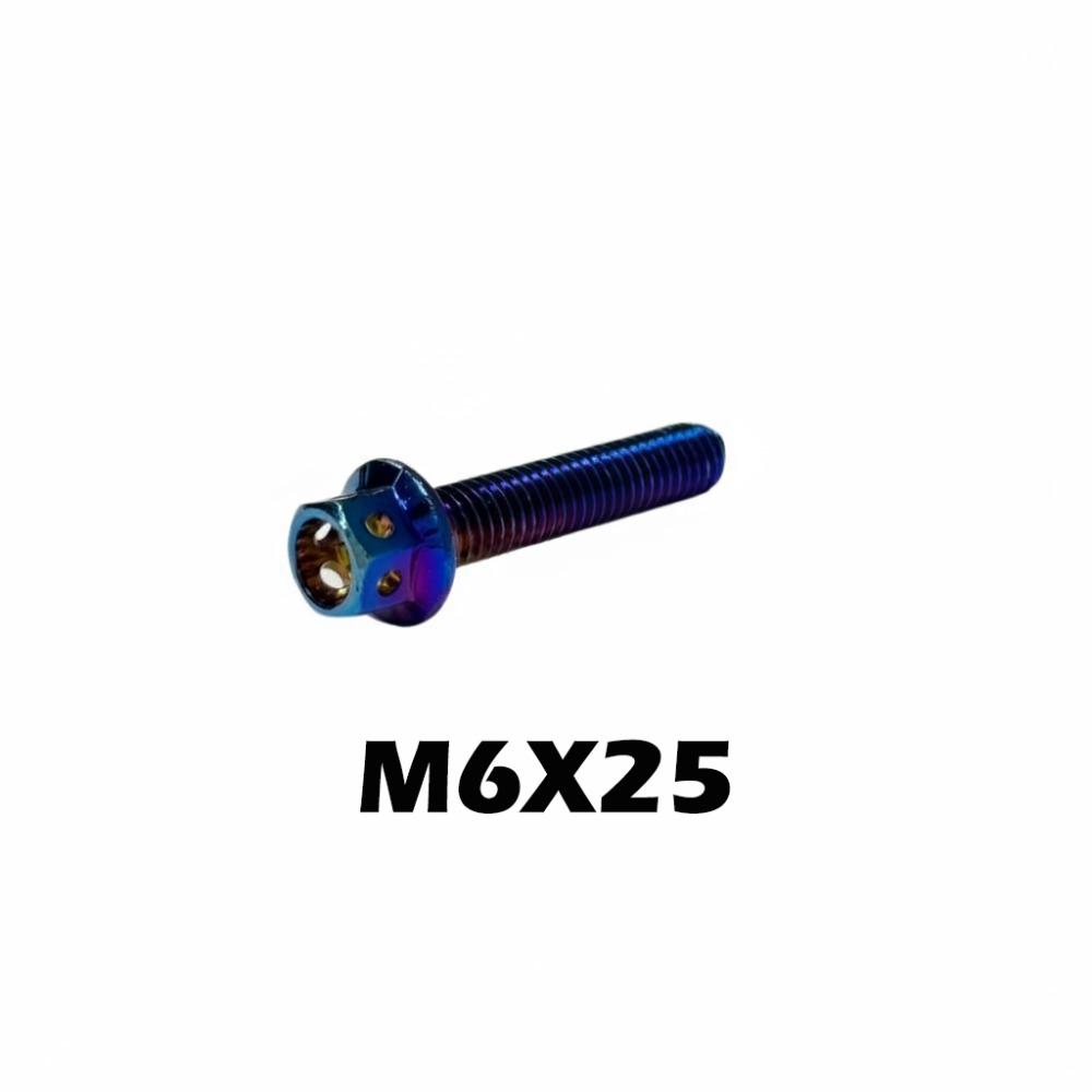 High Quality M6 Titanium Bolt With Drilled Holes Blue Hex Head Screws 10/15/20/25/30/35/40/45/50/60 Titanium Screws Motorcycle