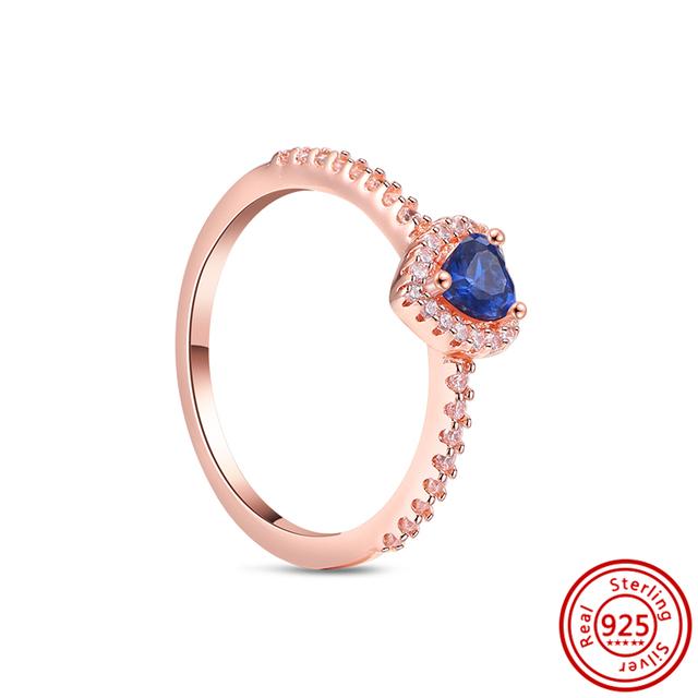 Authentic 100% 925 Sterling Silver Princess Regal Crown Heart Sparkling Zircon Luxury Circle Rings Women Wedding Jewelry