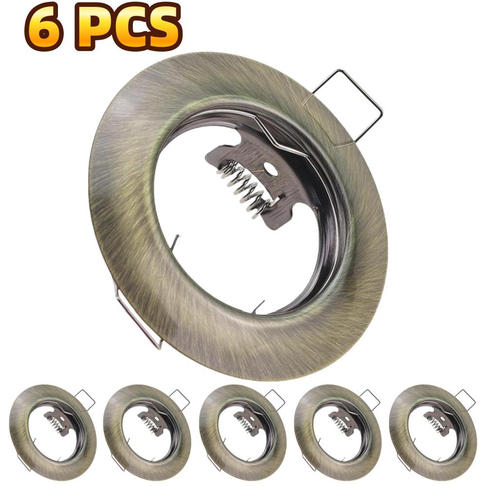 6/10pcs Round Recessed LED Ceiling Downlight Mounting Frame MR16 GU10 Bulb Replaceable Spot Lamp Holder Socket Fitting Fixtures