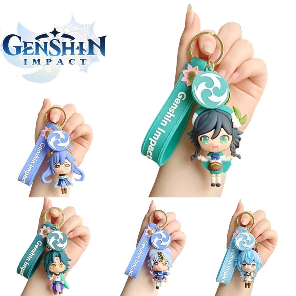 Genshin Xiao Impact Venti Qiqi Keqing Keychain Bag Pendant Cosplay Gift Xmas