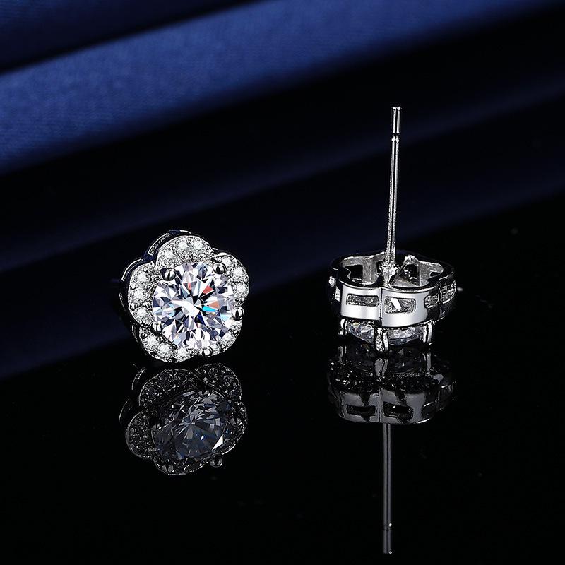 Korean Style Dongdaemun Flower Zirconia S925 Stud Earrings for Women