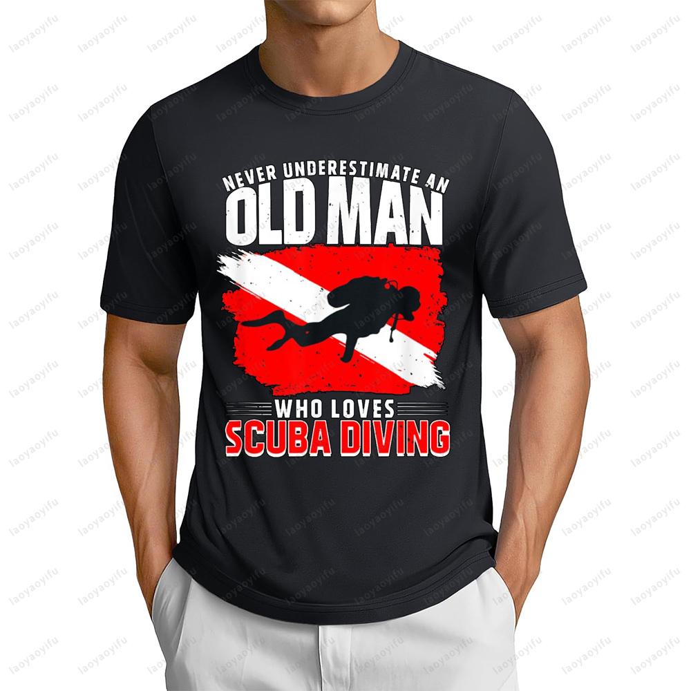 

Never Underestimate An Old Man Diver Gift Diving T-Shirt Fashion Loose Casual Hip Hop Streetwear Summer Short Sleeve Man Tshi... S разноцветный