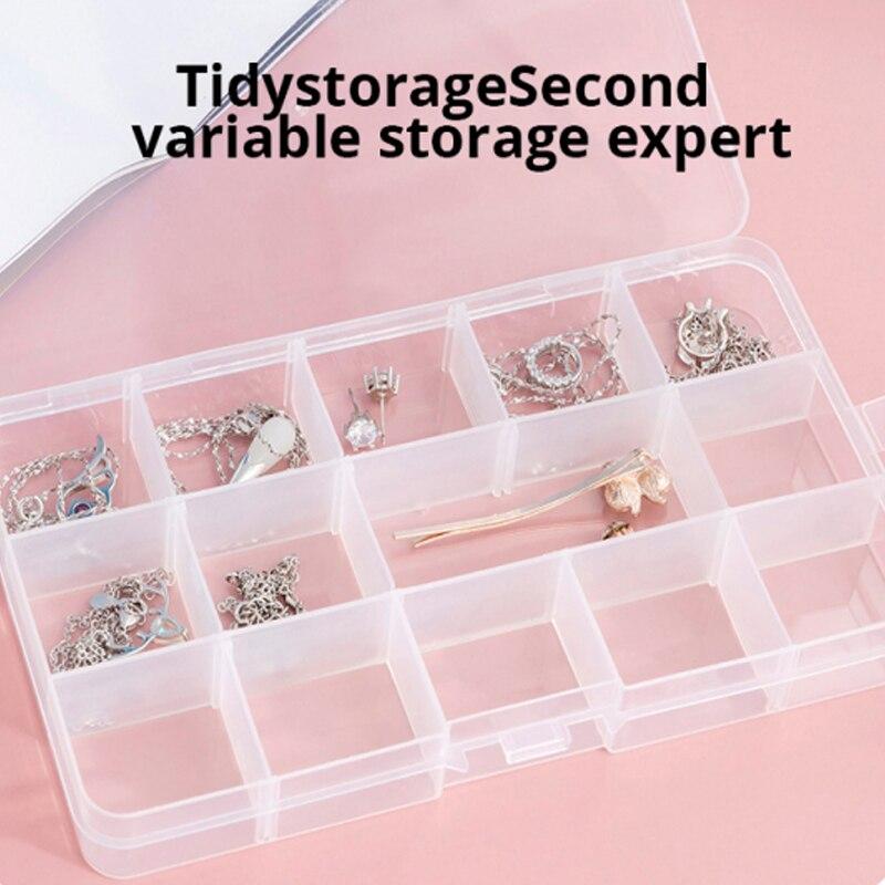 1pc Transparent 15 Grid Adjustable Plastic Jewelry Boxes Plastic Craft Organizer Storage Beads Boxes Packaging Medicine Box