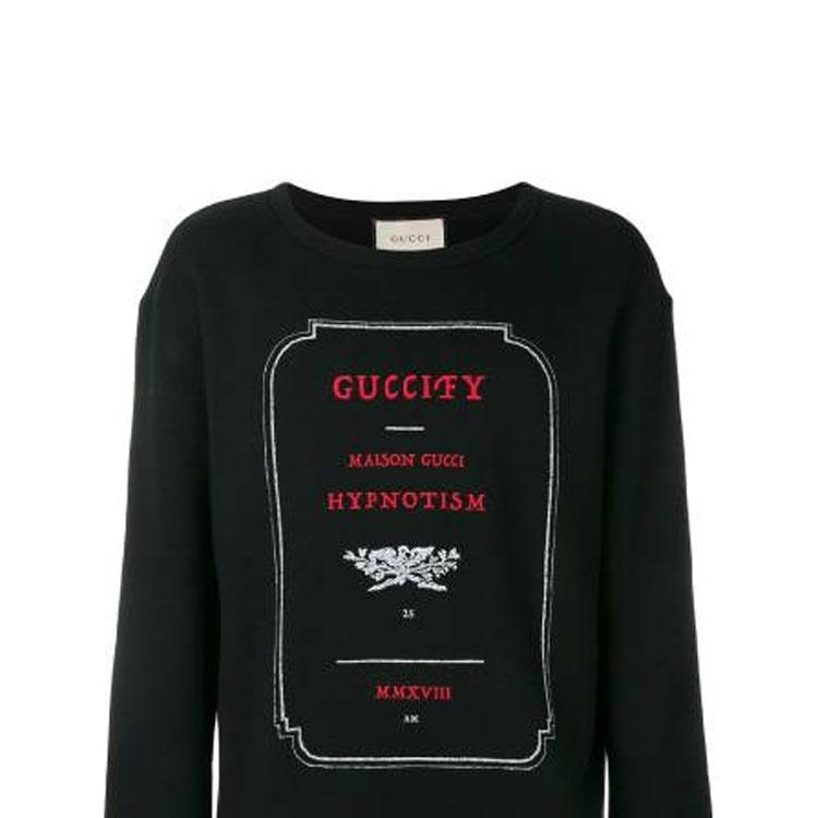 GUCCI Sweatshirts Men's Black Crew Neck Moderate Straight Fit 475532-X3N46-1082