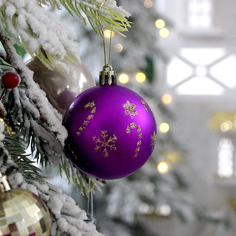 Purple & Gold Christmas Ornament Ball Set - 40pcs, 6CM Electroplated Plastic