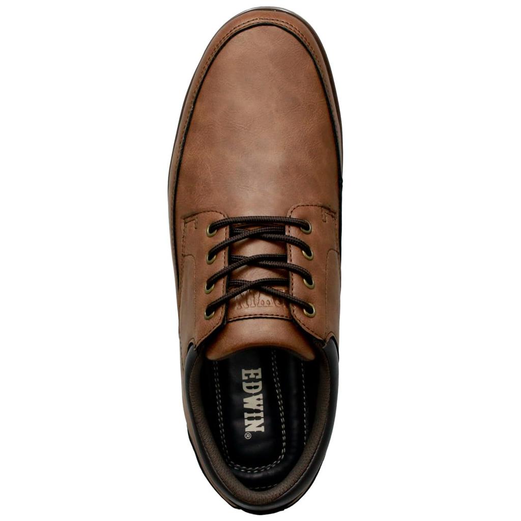 Edwin Leather Waterproof Casual and Business Lightweight Size Men's Sneakers, Shoes, Sole, Slip-Resistant, Lace-Up Oxfords, Brown, 28.0 (edm459)