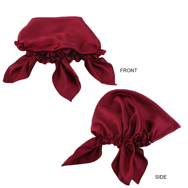 1Pc Women's Comfortable Headscarf Turban Head Cover Solid Color Hair Care Bonnet Hat Night Sleep Cap Imitated Silk