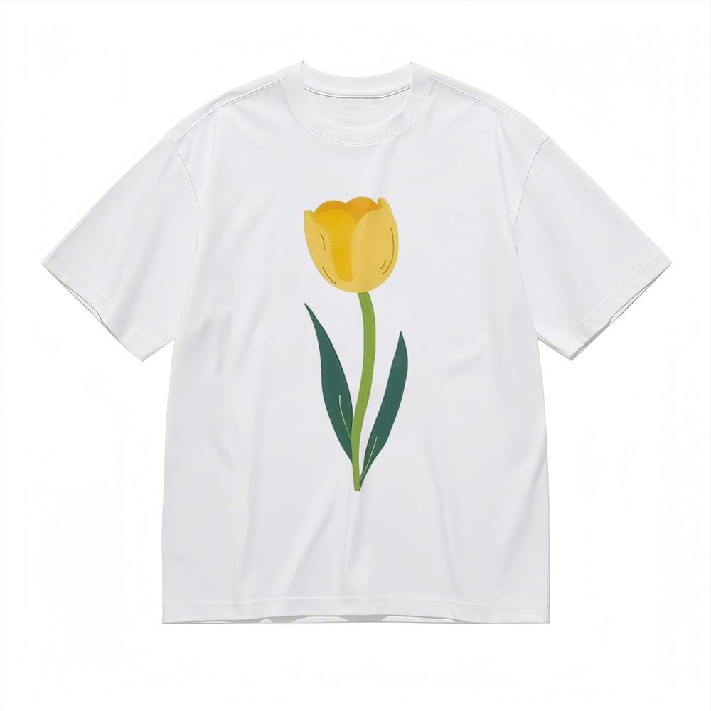

Men s Soft Breathable All Season Classic T-Shirt Tulip Design 100% Cotton Tee S
