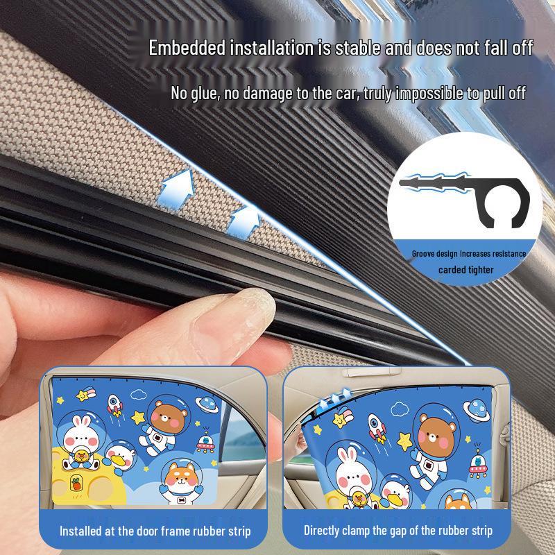Car Sunshade Curtains: Blackout, Heat Insulation, Privacy, Cartoon Design