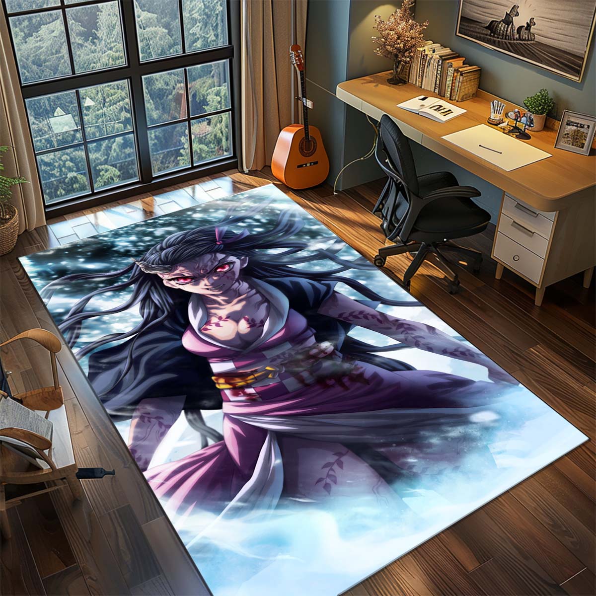 

Demon Slayer Anime Rug Carpet Large Area Rug Non Slip Washable Floor Mat Gamer Room Bedroom Home Decor 60x90cm