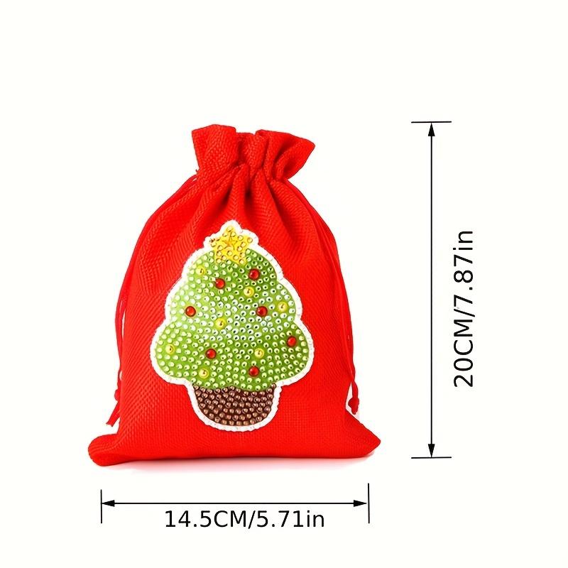 1 Set Christmas Linen 5D Diamond Painting Lucky Bag - Candy Bag Design, Handmade DIY Project with Single Diamond Application