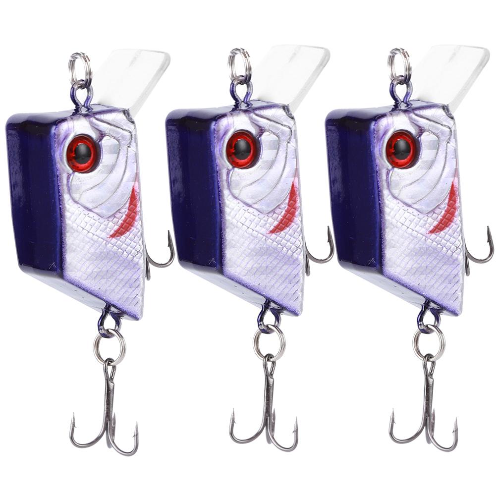 3PCS Unique Square Shape Mini Lure Artificial Simulation Lifelike Bait Fishing Tackle2#