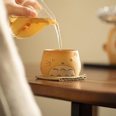 Cute Chinchilla Teacup Set Ceramic Tea Set Rough Pottery Kung Fu Tea Cups Raw Clay Creative Ceramic Cups