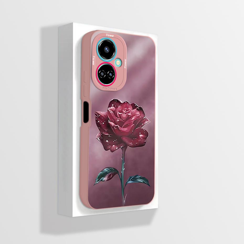 For Tecno Camon 19 Case Camon 19 Pro Neo Phone Case Astronaut Flower Camera Protection Anti Drop Liquid Silicone Soft Back Cover