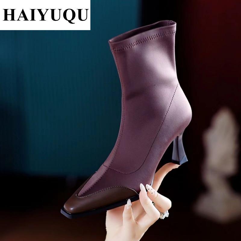 Damen Elegant High Heels Stiefeletten Sexy Spitzschuh Kleiderschuhe Nagelneu Mode Klassische Pumps Chelsea Party Botas Mujer