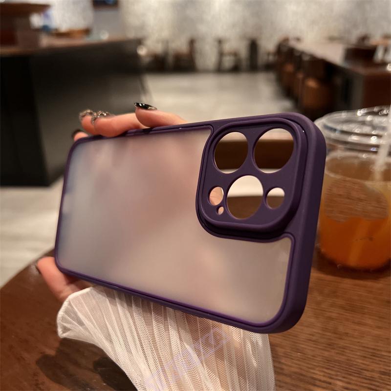 Luxury Ultra -Thin Matte Lens Protection Phone Case For Iphone 14 13 12 11 Pro Max Xr Xs Max 14plus Soft Shockproof Bumper Cover