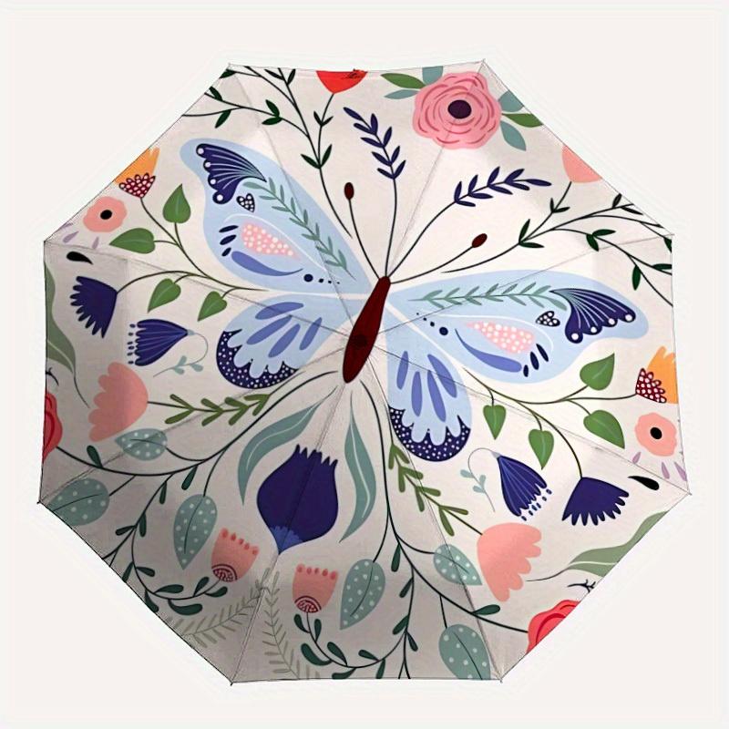 1pc ButterflyPrint Automatic Open/close Folding Umbrella, Compact Portable Travel Umbrella, Perfect Birthday/Christmas yy250807159