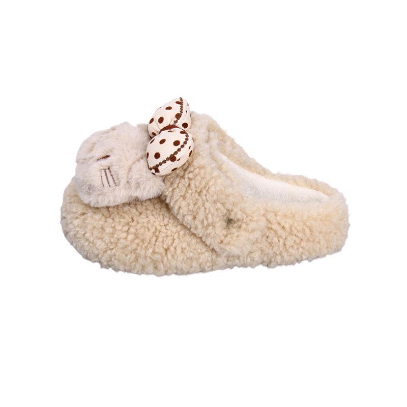 Женские милые пушистые хлопковые тапочки с бантом - Коллекция ОсеньЗима 2025 Size 24 152 cm покинуть белый 1870₽
