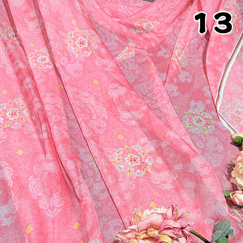 100*150cm Chinese Ancient Classical Traditional Chiffon Fabric For Sewing Hanfu Dress Horse Face Skirts Stage Costume