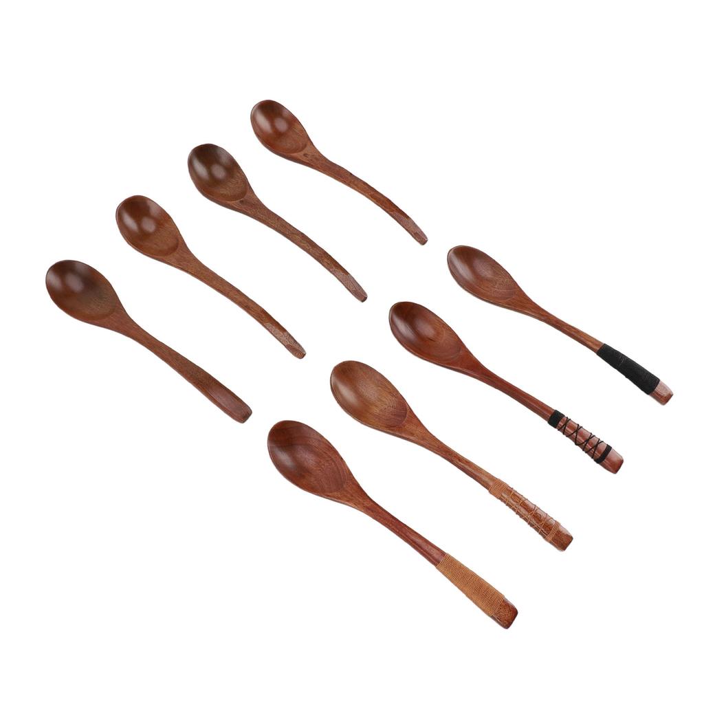 Wood Soup Spoons Japanese Style Wooden Spoon Set Kitchen Utensil for Eating Cooking Mixing Stirring Set 2
