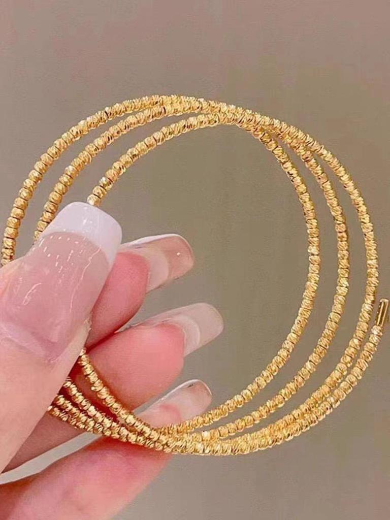 Stylish Multi-Circle Elastic Memory Bracelet In Electroplated Silver