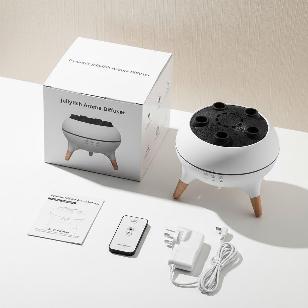 Dynamic Jellyfish Cool Mist Humidifier 28dB Quiet Aromatherapy Diffuser 7 Color LED Lights Auto Shutoff