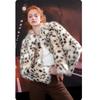 Fur jacket imitation fox fur coat lapel warm fur jacket European and American casual leopard print short locomotive clothing