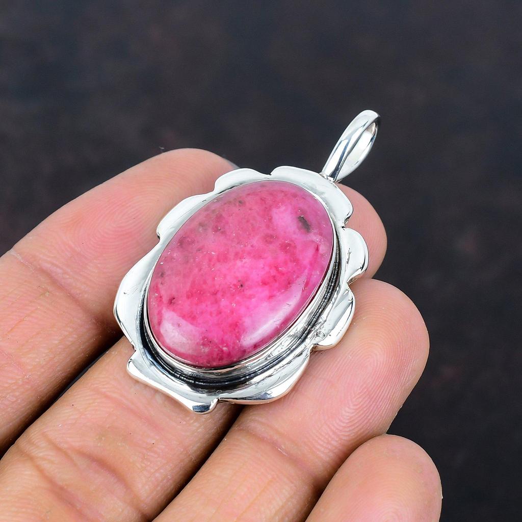 Rhodonite Pendant 925 Sterling Silver Pendant Gemstone Jewelry Handmade Unique Pendant Statement Pendant Gifts for Her Latest Design Jewelry