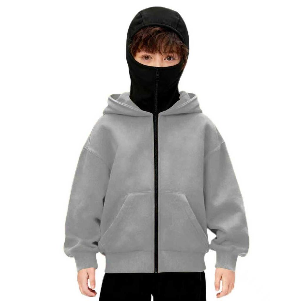 Unisex Kinder Doppel-Lagen Kapuzen-Reißverschlussjacke - Frühling & Herbst Lockerer Streetwear