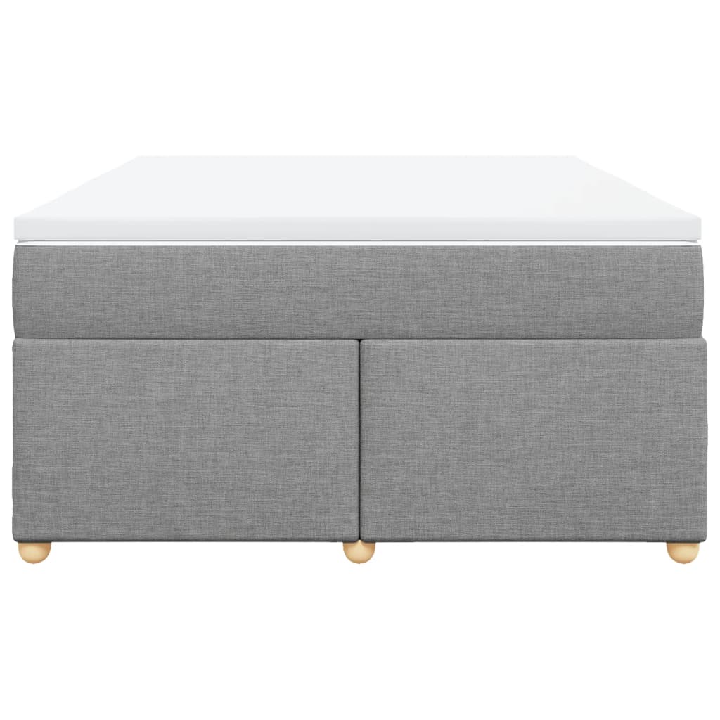 Box Spring Bed with Mattress Light Grey 140 X 200 Cm Fabric
