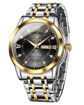 Men's Watch Popular Black Brand Quartz Calendar Waterproof Stainless Steel Stylish [Item]