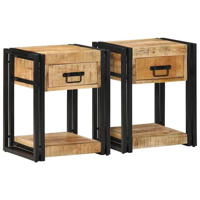 VidaXL Bedside Tables 2 Pcs 40x35x50 Cm Solid Raw Mango Wood, Bedside Cabinet, Bedroom Furniture, Table 4016689