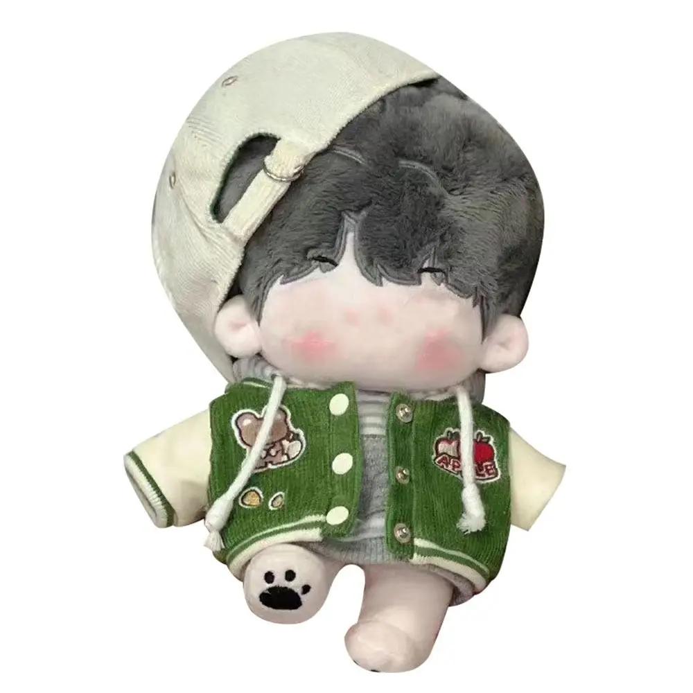 

20cm Fashion Doll Clothes Cartoon Pattern Jackets Baseball Uniform Cotton Stuffed Dolls Playing House Toy DIY Doll Accessories зелёный